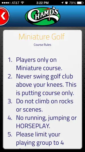 Champs Entertainment Complex Mini Golf Scorecard截图3